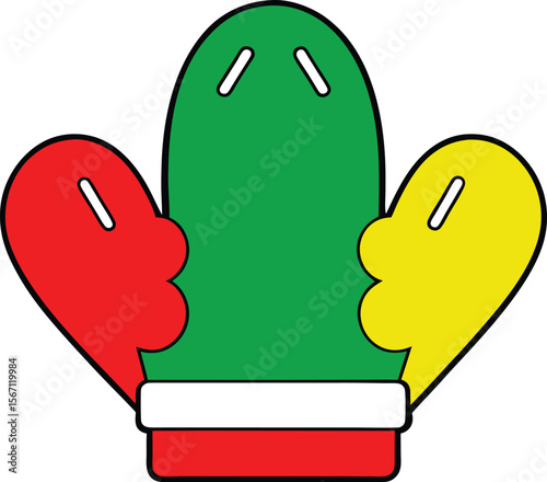 vector outline winter mittens logo icon with white.eps