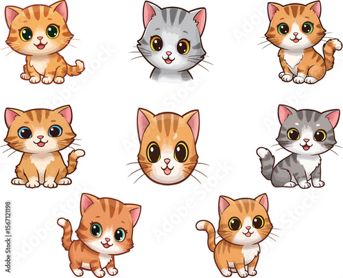 Kittens Collection, Adorable Cat Art vector se