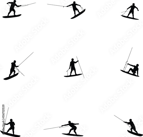 Wakeboarding silhouettes action sports water sports extreme sports