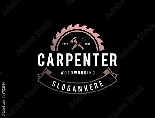 Carpenter woodworking logo design