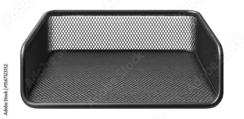 A metal mesh letter tray, suitable for stacking incoming and outgoing mail in a private home's entryway.