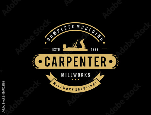 Vintage carpentry millwork logo design