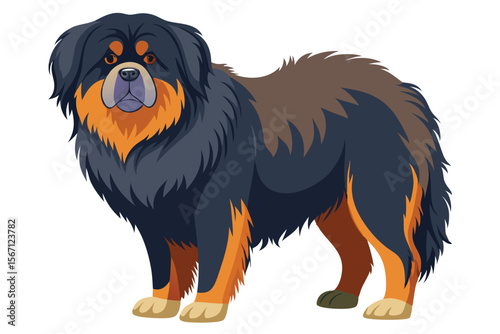Majestic Tibetan Mastiff Illustration A Symbol of Strength and Loyalty in Canine Art The Fluffy Dog