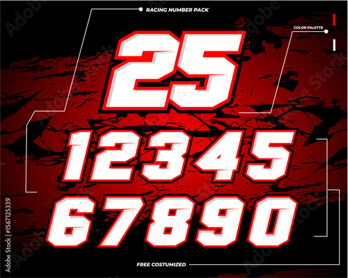 RACING NUMBER PACK WHITE RED ...