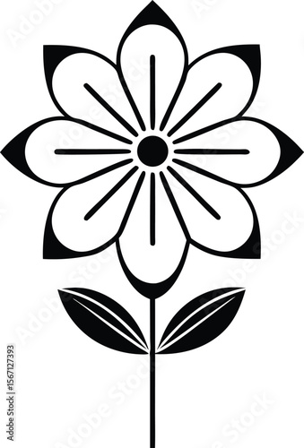 Minimal Black Flower Silhouette – Simple Floral Vector Design