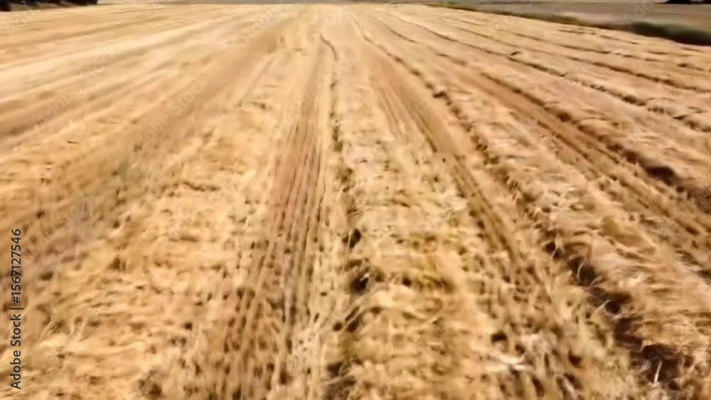 Drone View of Rural Countryside Harvest Patterns