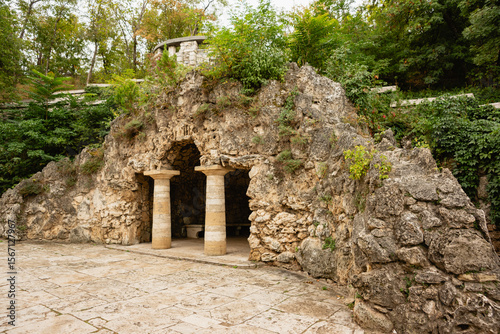 Dianas Grotto Tsvetnik Park in the autumn city of Pyatigorsk
