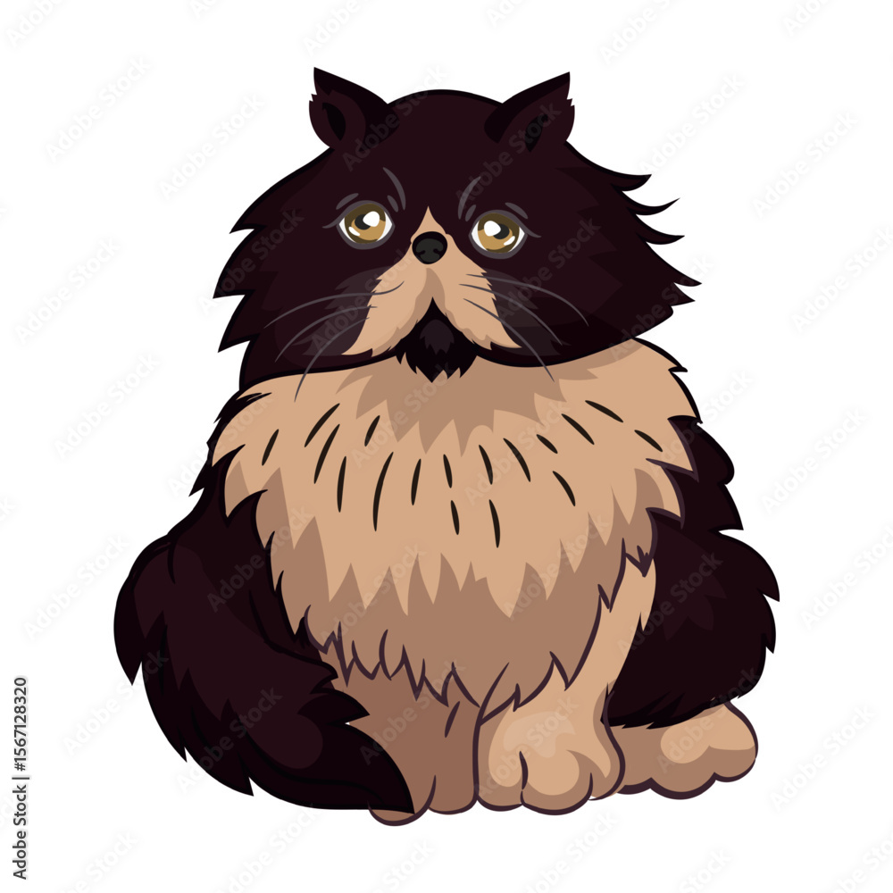 Obraz premium Realistic angry black cat sitting on a white background - Vector illustration