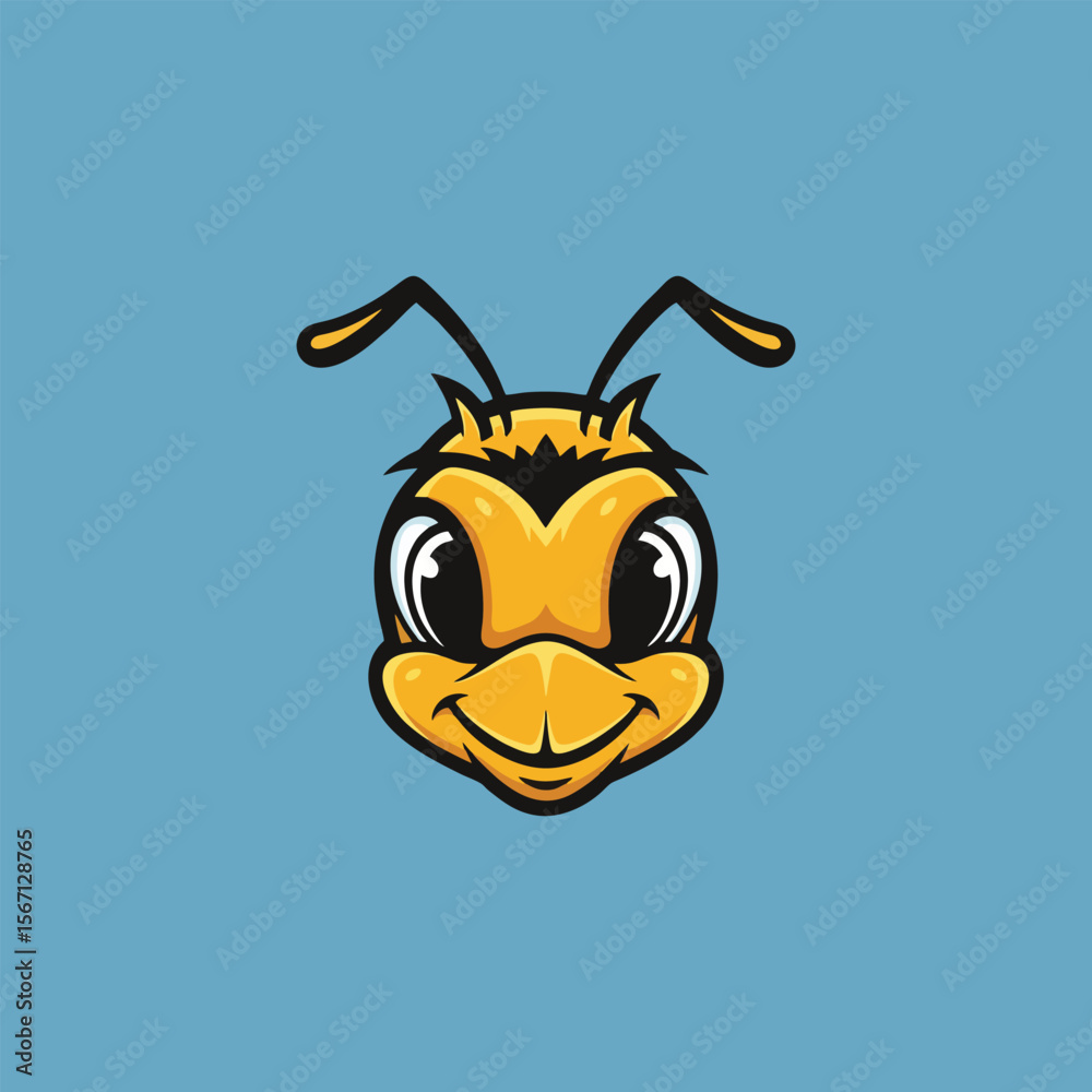 Naklejka premium bee on blue background