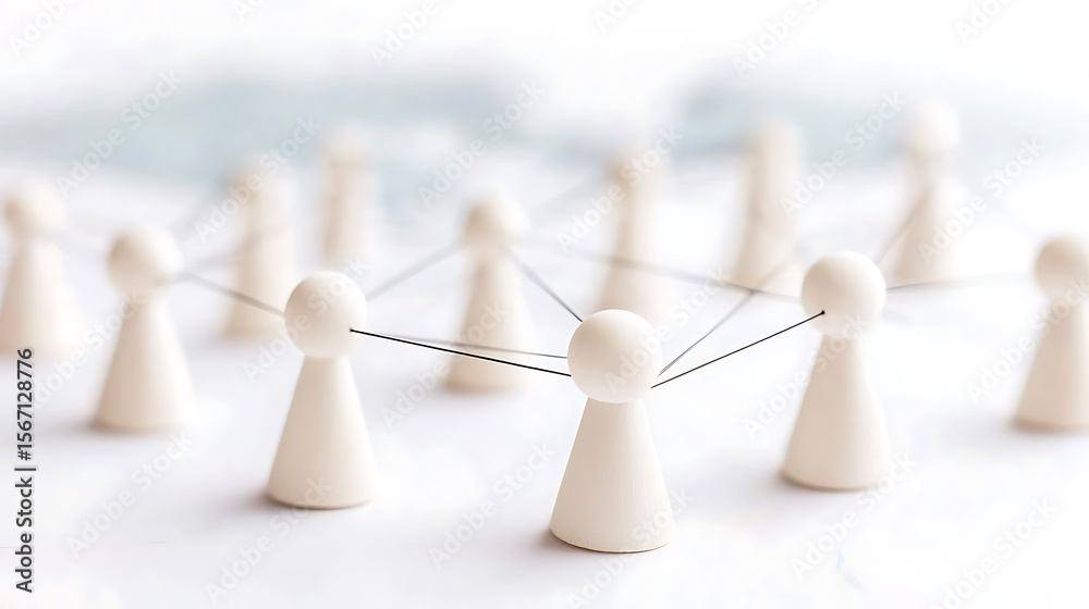 Obraz premium Network Connection: Teamwork represented by connected figures. A visual metaphor for collaboration, partnership, and social networking.