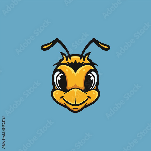 bee on blue background