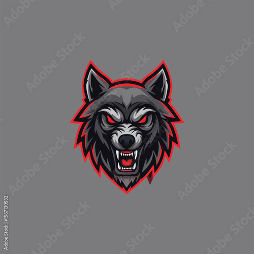 wolf head with red eyes