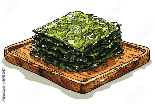 Traditional Japanese Nori on wooden board isolated