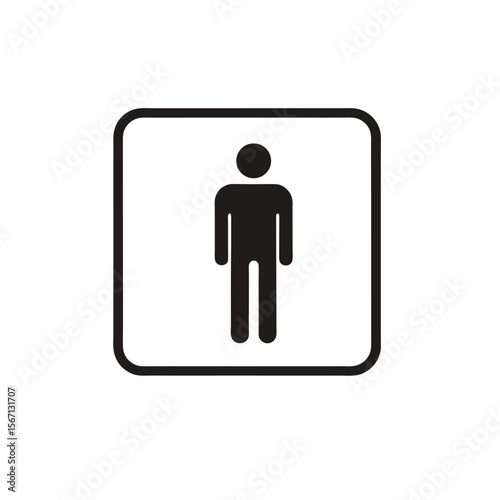 Black pictogram of a man in a rounded square.