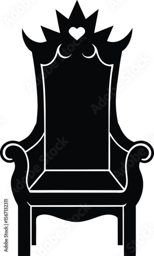 Minimalist Crowned Top Throne Chair Silhouette in Clean Vector Design