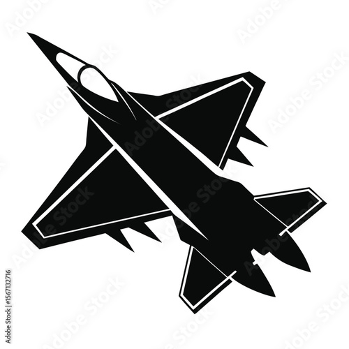 Bold Silhouette of a Modern Military Fighter Jet, Displaying Advanced Aerodynamic Design and Powerful Offensive Capabilities in a Dynamic Pose