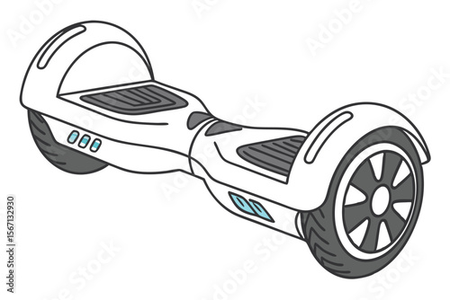 Sleek White Hoverboard with Grey Accents a Modern Transportation Device for Urban Commuting and Recreational Fun with Self Balancing Technology