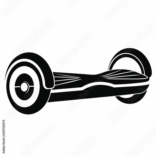 Sleek Hoverboard Illustration Futuristic Personal Transportation Device Black and White Design