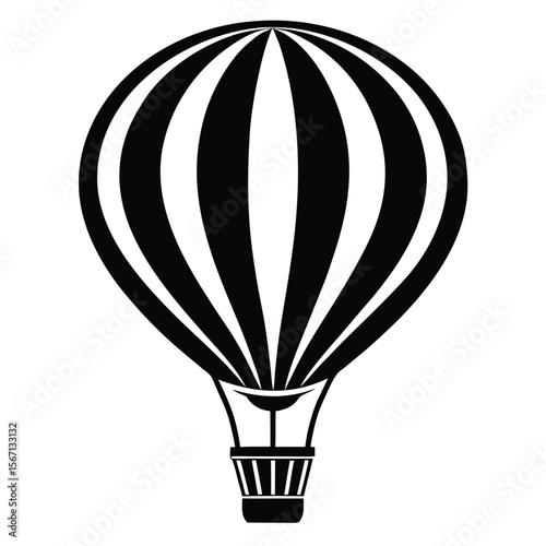 Striking Black and White Hot Air Balloon Illustration Symbolizing Adventure Travel and Excitement Against a Plain Background Depicted in Simple Lines