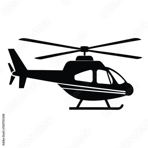Silhouette of a Helicopter Flying in the Sky Offering Aerial Perspective and Evoking Themes of Aviation Transportation and Technology