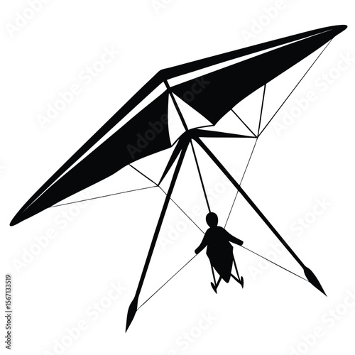 Silhouette of a Hang Glider Soaring Through the Sky Extreme Sport Adventure and Freedom Captured in Striking Detail and Minimalistic Design
