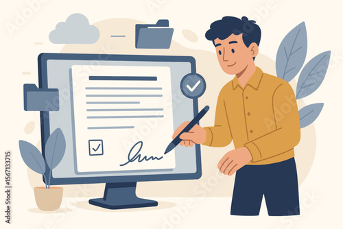 Digital document signing, electronic signature, online business contract approval, e-signing, paperless office workflow, secure file management, remote agreement, legal document verification