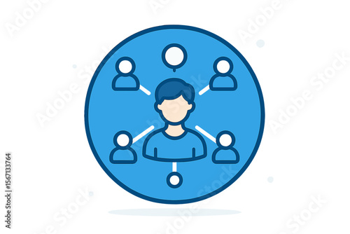 Network connection concept. Modern flat vector illustration of social media communication, team collaboration, online community, people network, digital teamwork, user profile, social connection.
