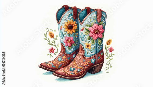 boots and flowers