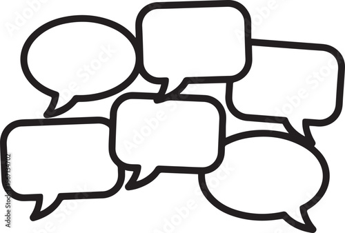 Bold Black Speech Bubbles;  Communication, Collaboration, and Dialogue Concept