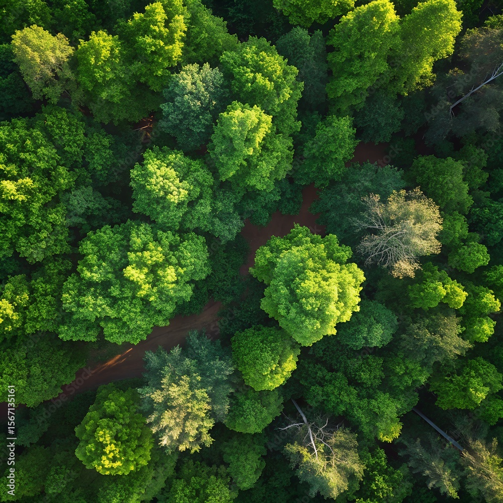 Naklejka premium Forest Top‑View Tree Canopy Texture