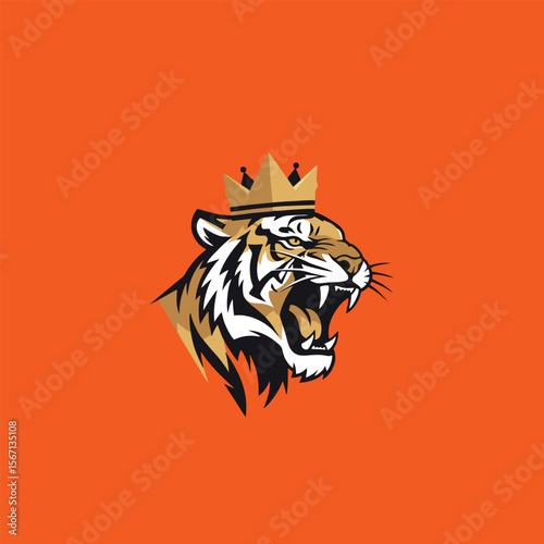 tiger head with crown vector illustration