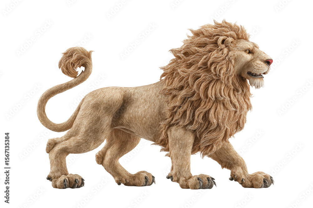Obraz premium PNG Majestic tan lion with flowing mane on black background
