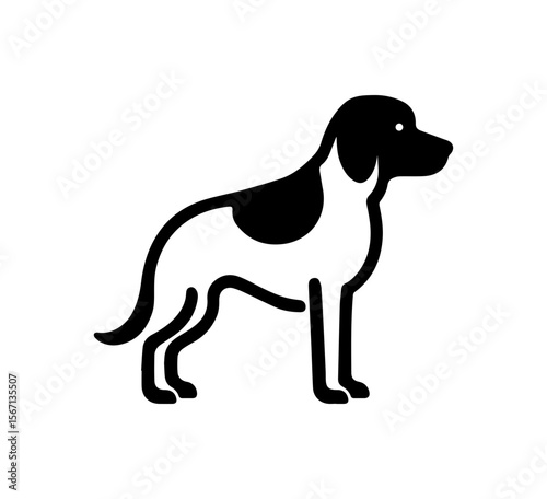 Graceful silhouette of a pointer dog in black and white offers a clean pet-friendly design, perfect for veterinary or dog-related projects.
