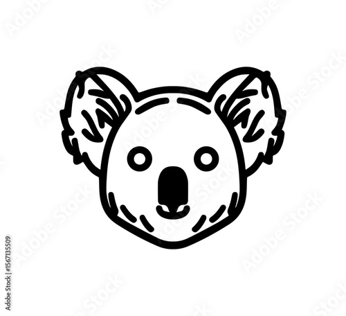 Outlined koala head is perfect for animal-themed designs, prints, and scalable graphics with its clean lines and simplistic presentation.