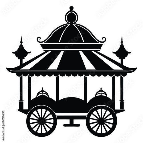 Ornate Carriage Silhouette Featuring Intricate Design and Wheel Details Evoking Vintage Transportation