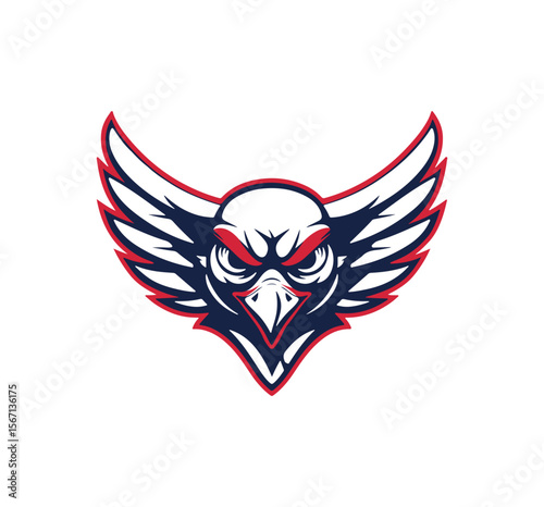 Majestic eagle emblem design with spread wings showcasing a bold avian mascot perfect for sports teams and company branding.