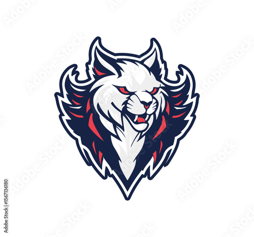 Fierce bobcat mascot design, a wild cat emblem suitable for sports team branding with a strong, modern aesthetic for apparel.