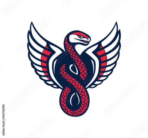 A striking winged snake design, perfect for use in branding, logo creation, or customizable graphic elements within various creative projects.