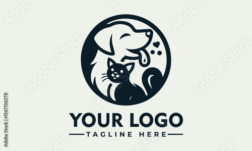 A logo design featuring a dog and cat, symbolizing companionship and love.