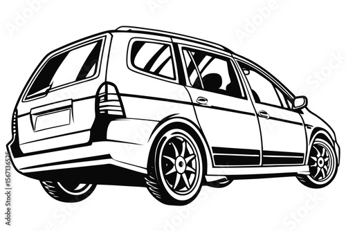 Sleek Station Wagon Illustration Sporty Design and Modern Automotive Style A Vehicle Depiction with Clean Lines