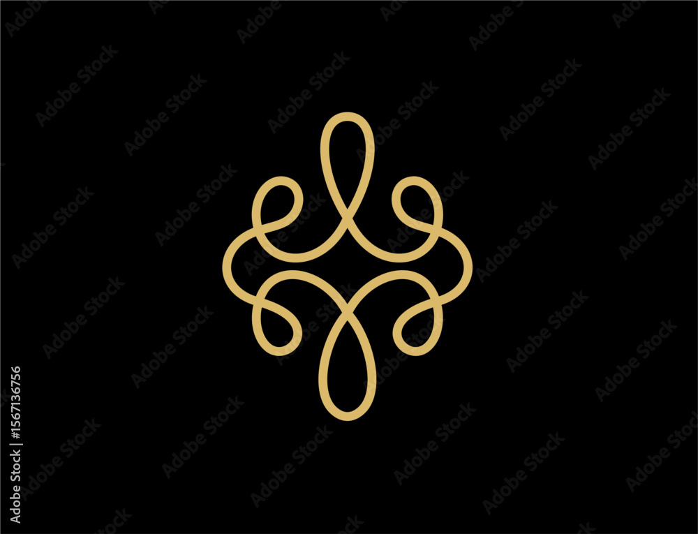 Naklejka premium Gold decorative design on a black background