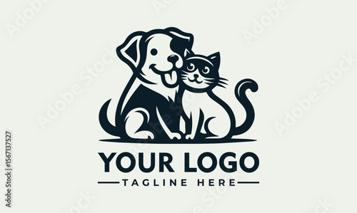 Friendly dog and cat logo design, perfect for pet services.