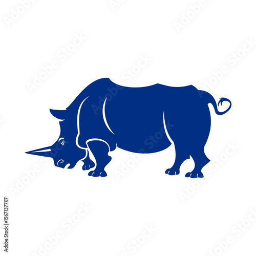 Bold rhinoceros graphic suitable for branding or logo creation, showing strength and nature in a clean, stylized animal form.