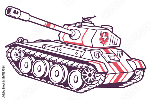 Stylized Tank Illustration Armored Vehicle Cartoonish Military Might Symbolic Representation Powerful Imagery Combat Machine Artistic Design Retro Style