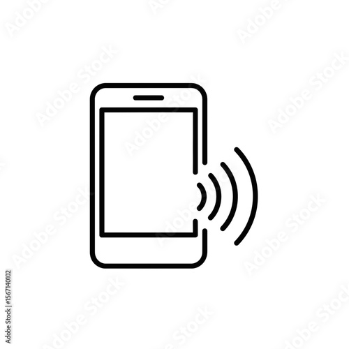 Mobile phone with sound waves indicating notification alert  