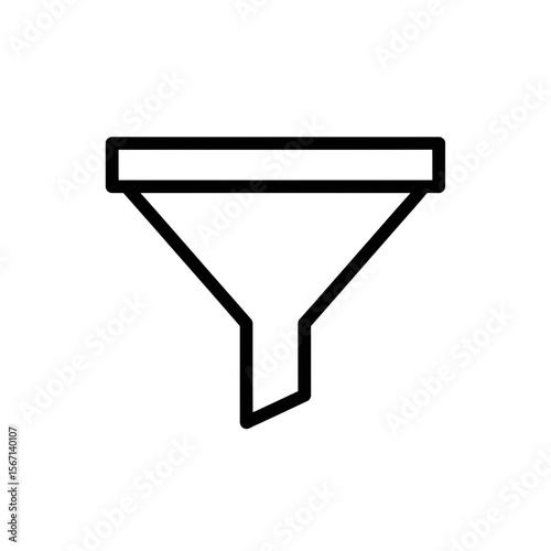 Simple funnel icon in black line art style  