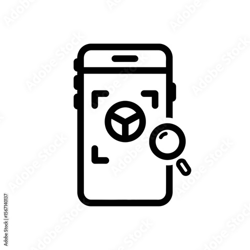Smartphone with scanning feature and magnifying glass icon  