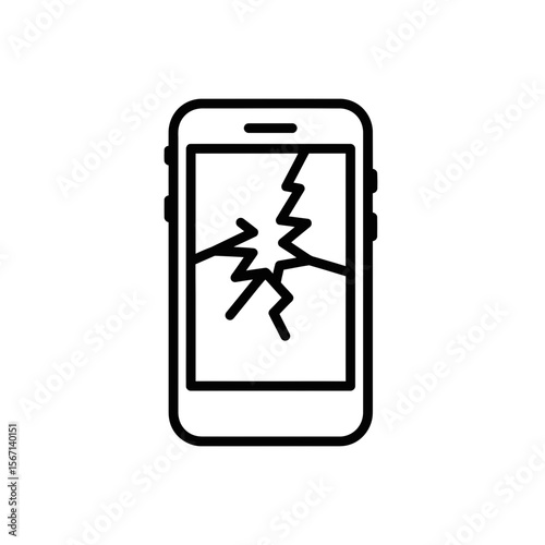 Smartphone screen with visible cracks in minimalist design  