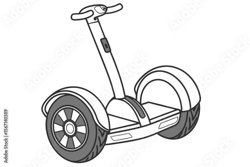 A Line Art Illustration of a Segway Scooter with Handlebars for Personal Transportation and Urban Mobility