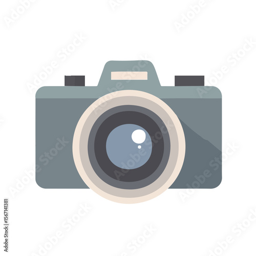 Stylish camera with a modern design in muted colors on a transparent background with copy space